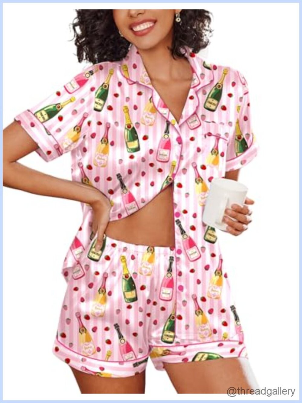 Women's Satin Pajama Set Short Sleeve Button Down 2 Piece Sleepwear
